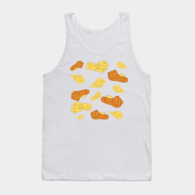 Relaxing Bear Under Clouds Tank Top by In Asian Spaces